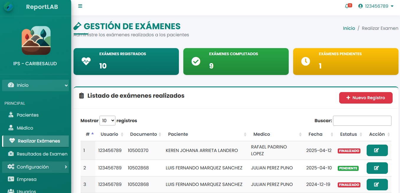 Sistema de Reportes de Exámenes